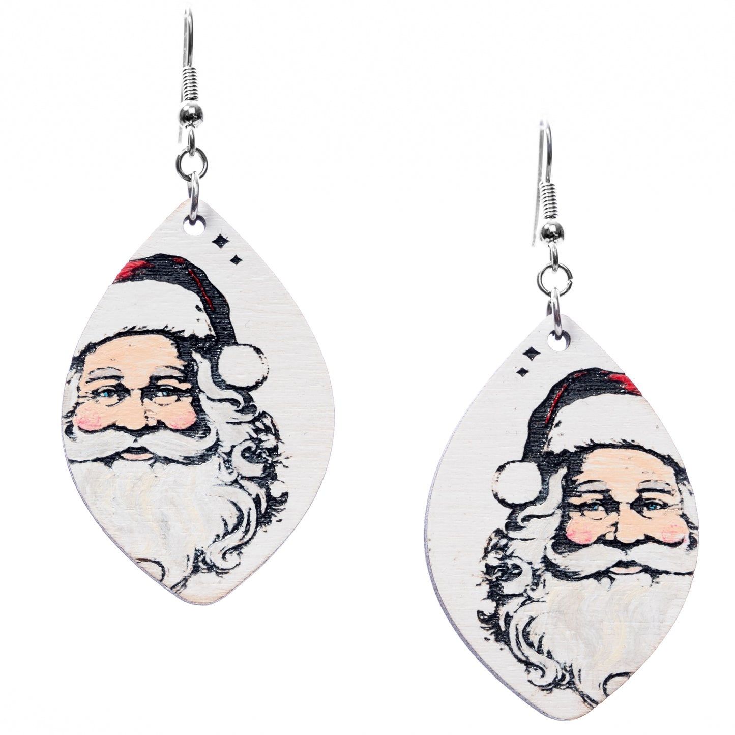 Santa Christmas Earrings - Classic Santa Earrings - Christmas Dangle Earrings