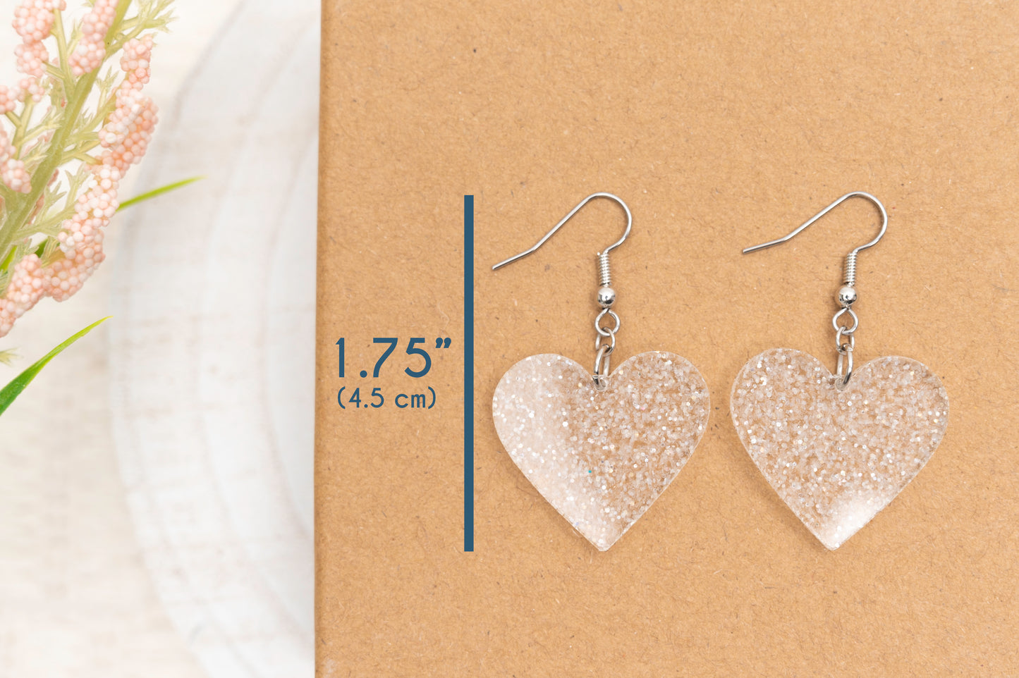 Valentine Heart Earrings - Pink/Black Glitter/Blue Purple/Buffalo Plaid - Minimalist Heart Earrings