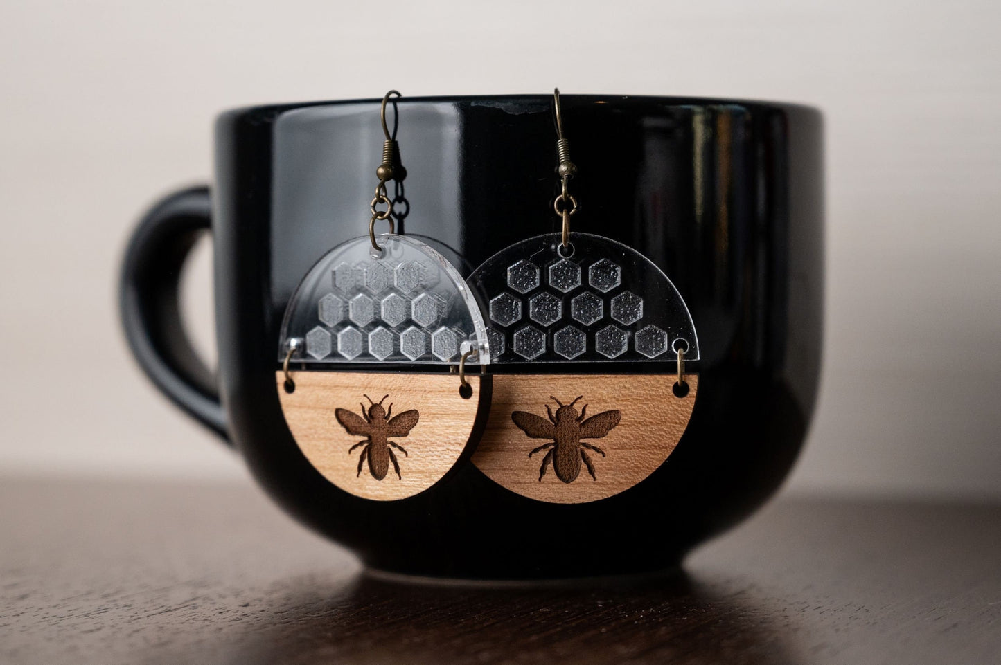 Honeycomb Bee Earrings - Bumble Bee Earrings - Honeycomb Earrings - Summer Bee Earrings