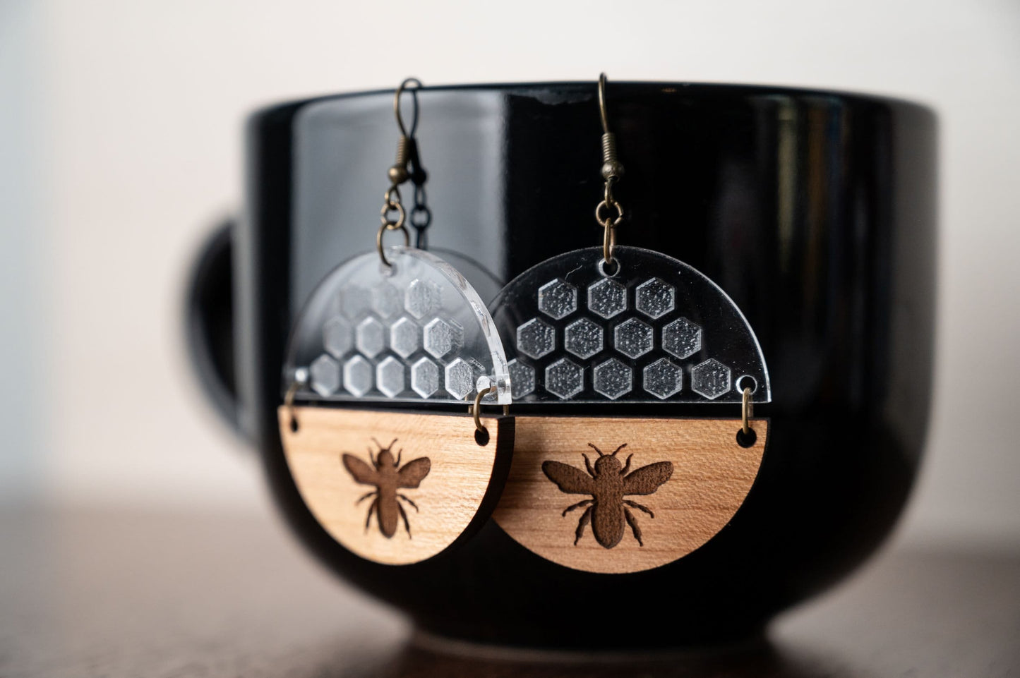 Honeycomb Bee Earrings - Bumble Bee Earrings - Honeycomb Earrings - Summer Bee Earrings