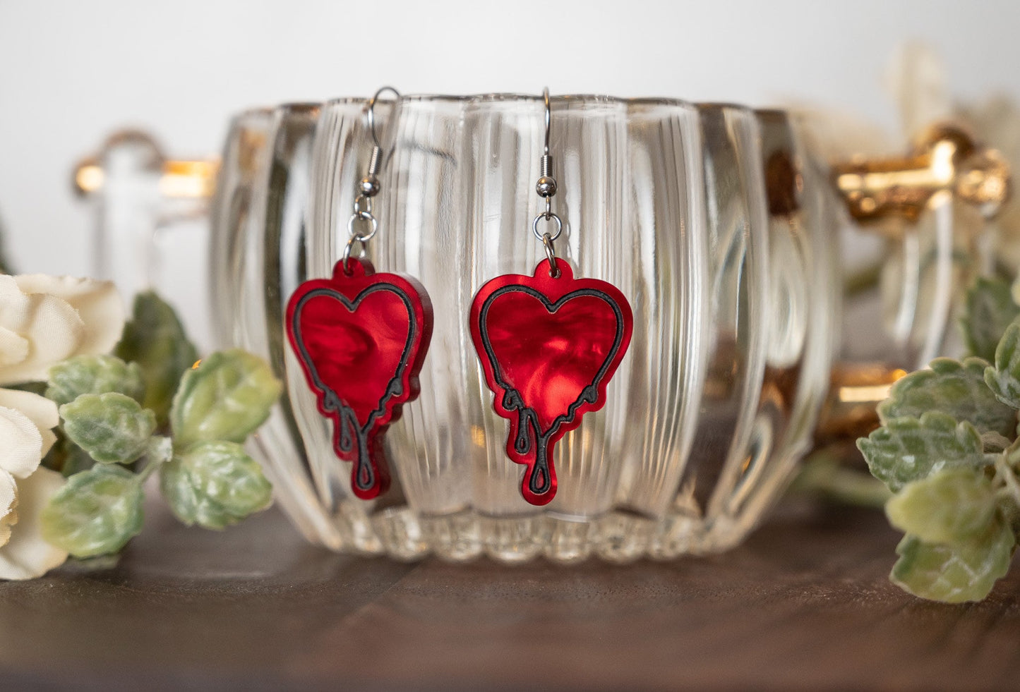 Valentine's Day Dripping Heart Earrings