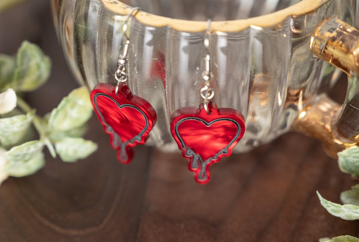 Valentine's Day Dripping Heart Earrings