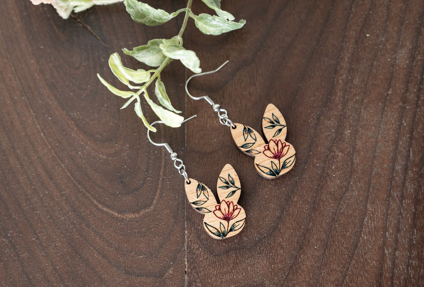 Easter Floral Bunny Head Earrings