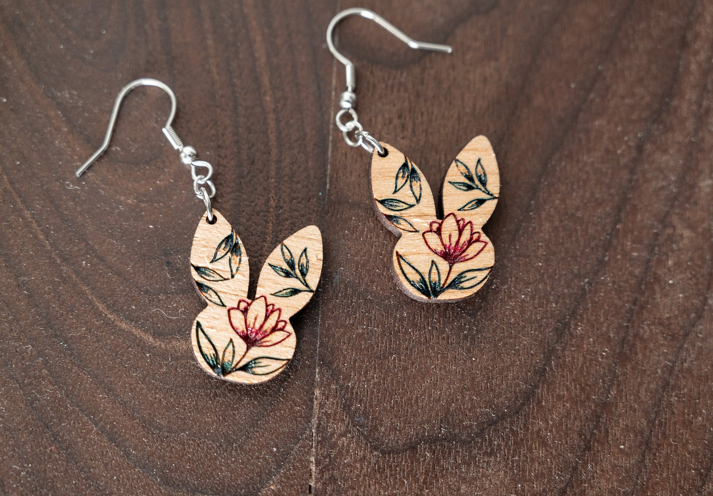 Easter Floral Bunny Head Earrings