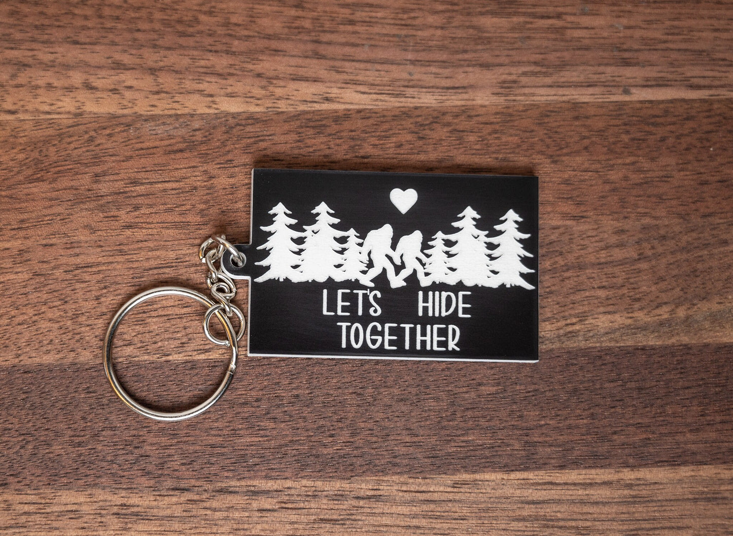 Let's hide together keychain/bigfoot keychain