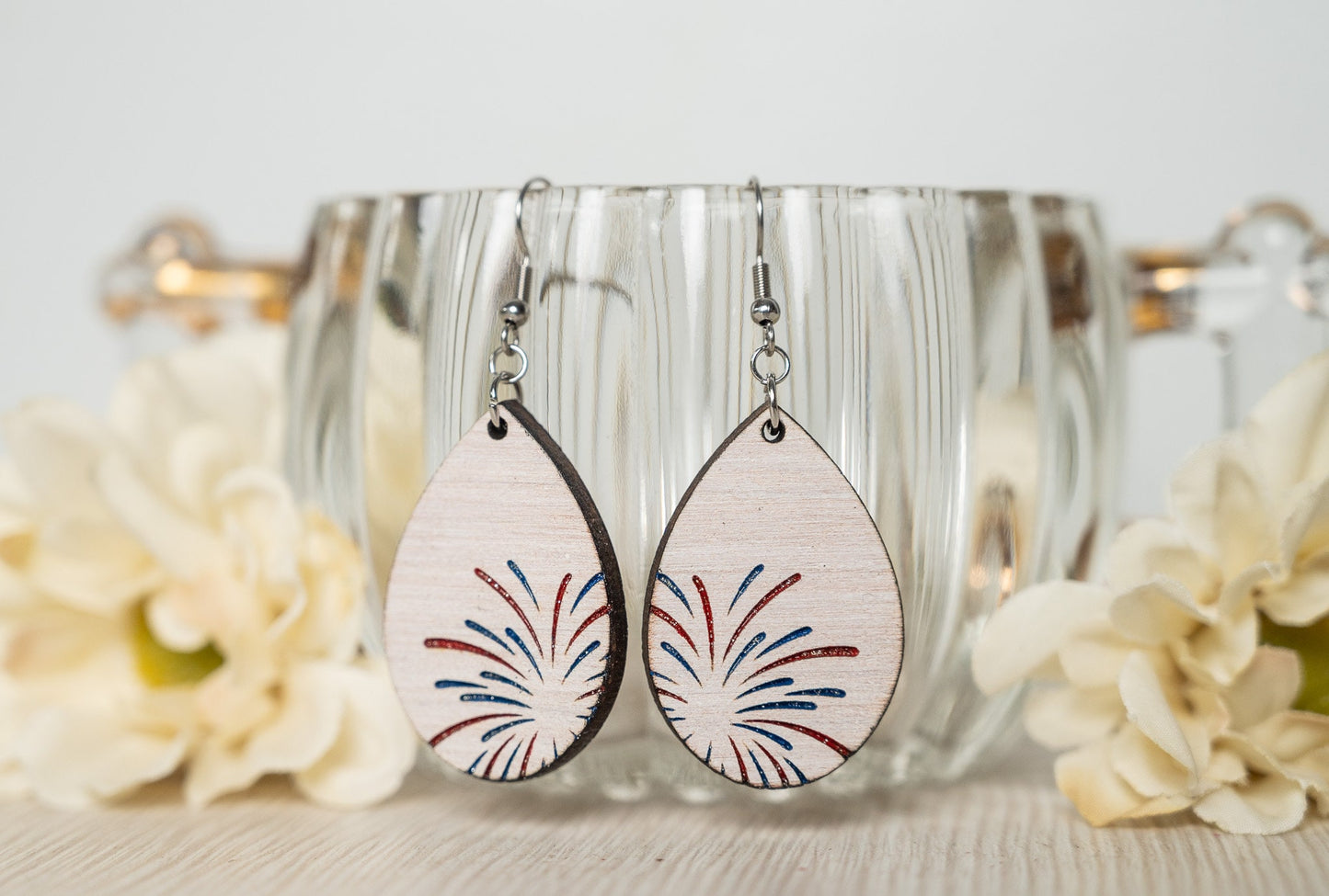4th of July Earrings - Firework Earrings for Fourth of July - Red White and Blue Earrings