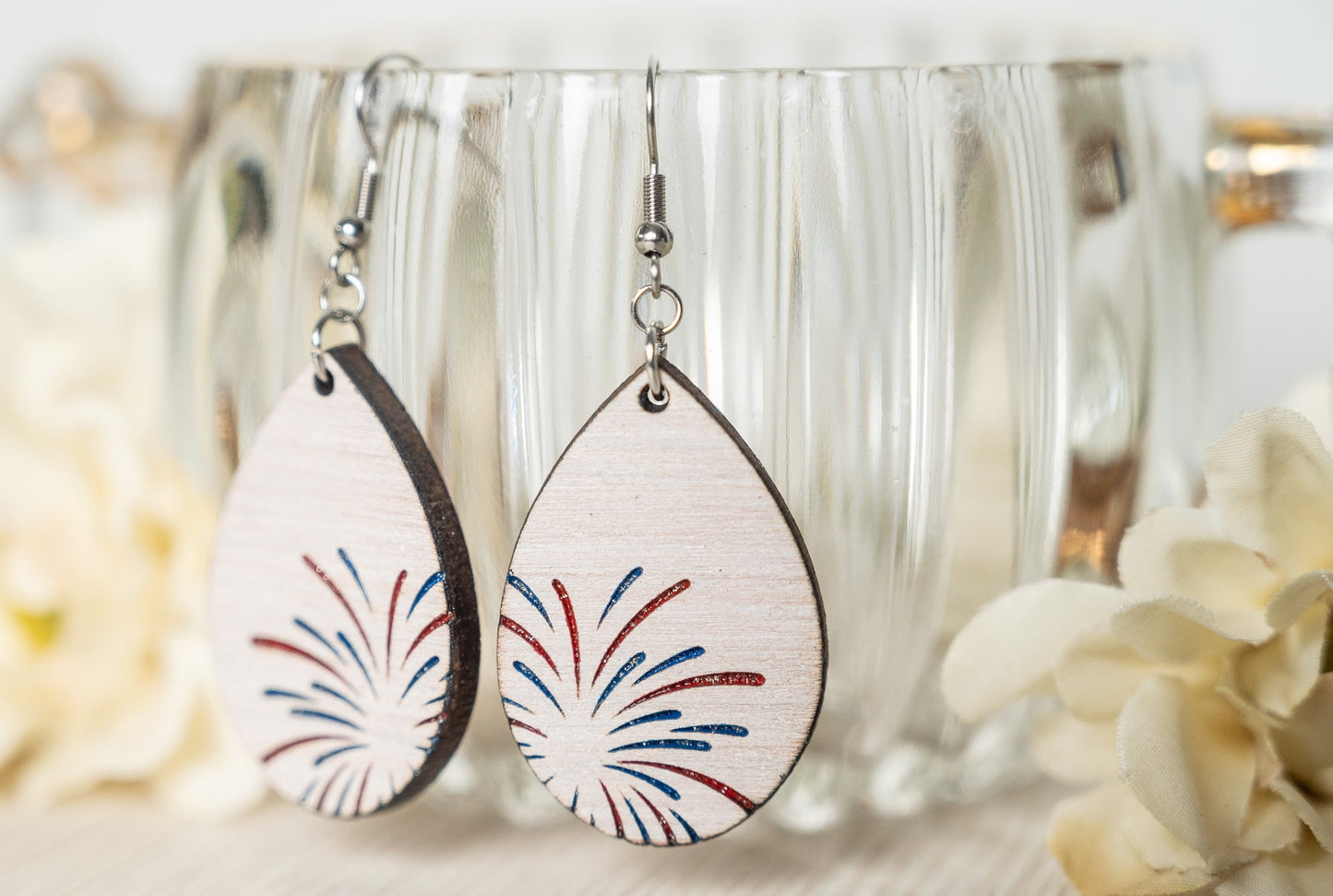 4th of July Earrings - Firework Earrings for Fourth of July - Red White and Blue Earrings