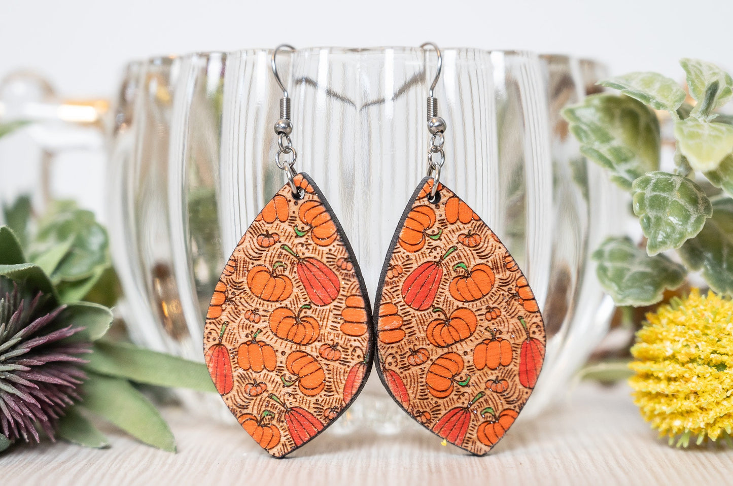 Pumpkin Fall Earrings - Cute Fall Earrings - Pumpkin Pattern Earrings