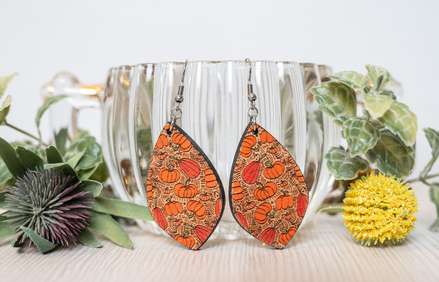 Pumpkin Fall Earrings - Cute Fall Earrings - Pumpkin Pattern Earrings