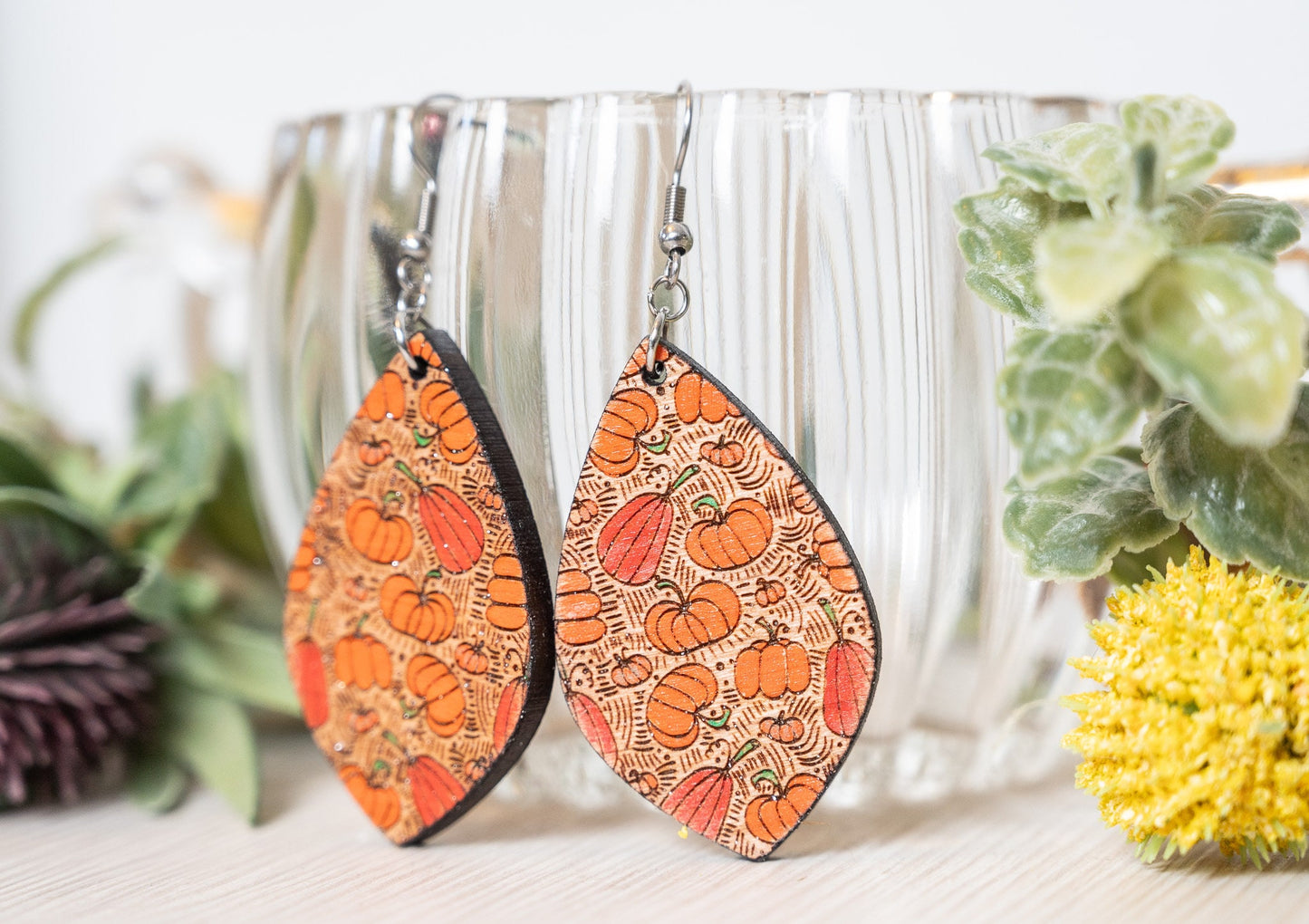 Pumpkin Fall Earrings - Cute Fall Earrings - Pumpkin Pattern Earrings