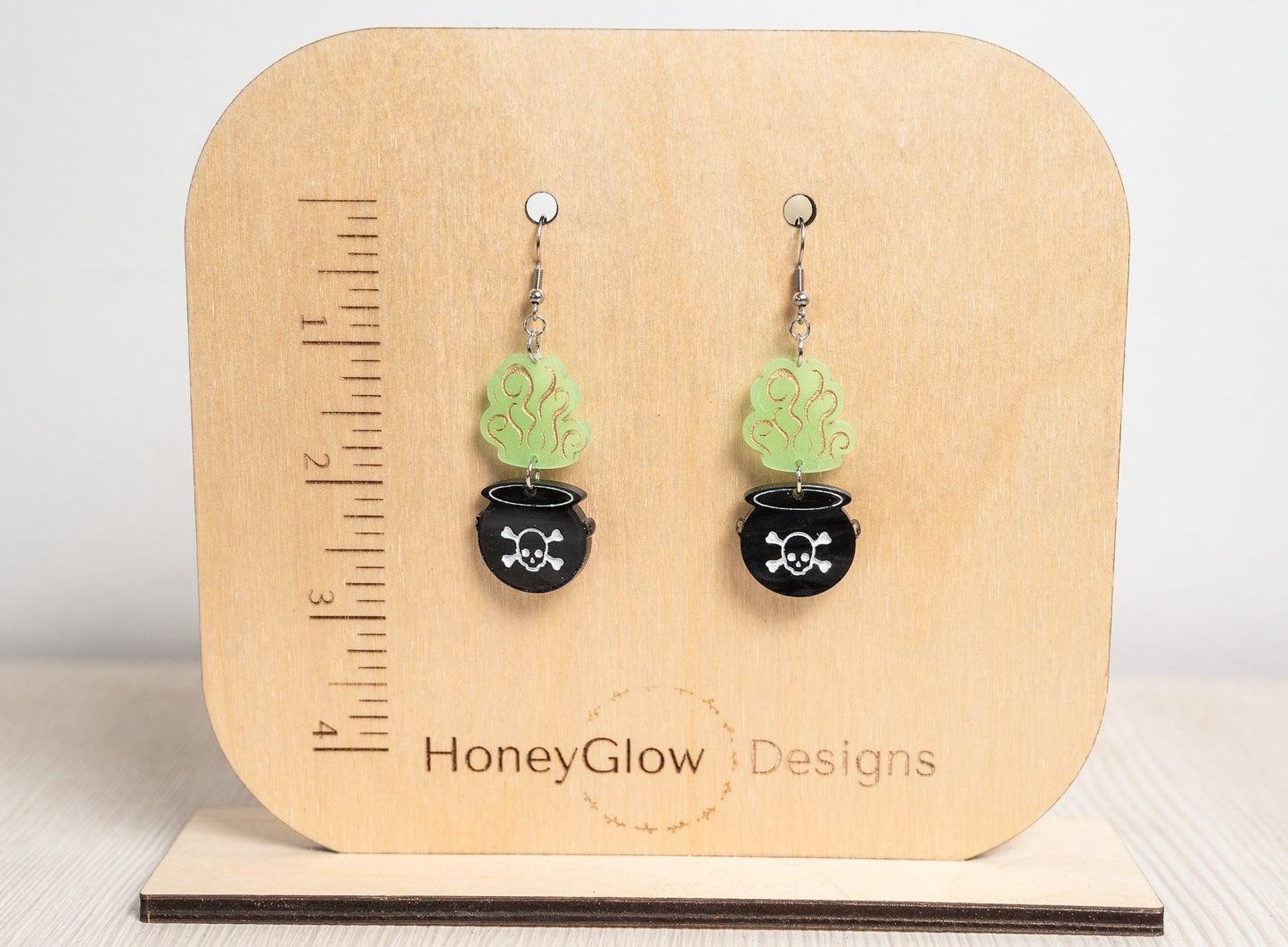Halloween Earrings - Glow in the Dark Skull Cauldron Earrings/Halloween Earrings