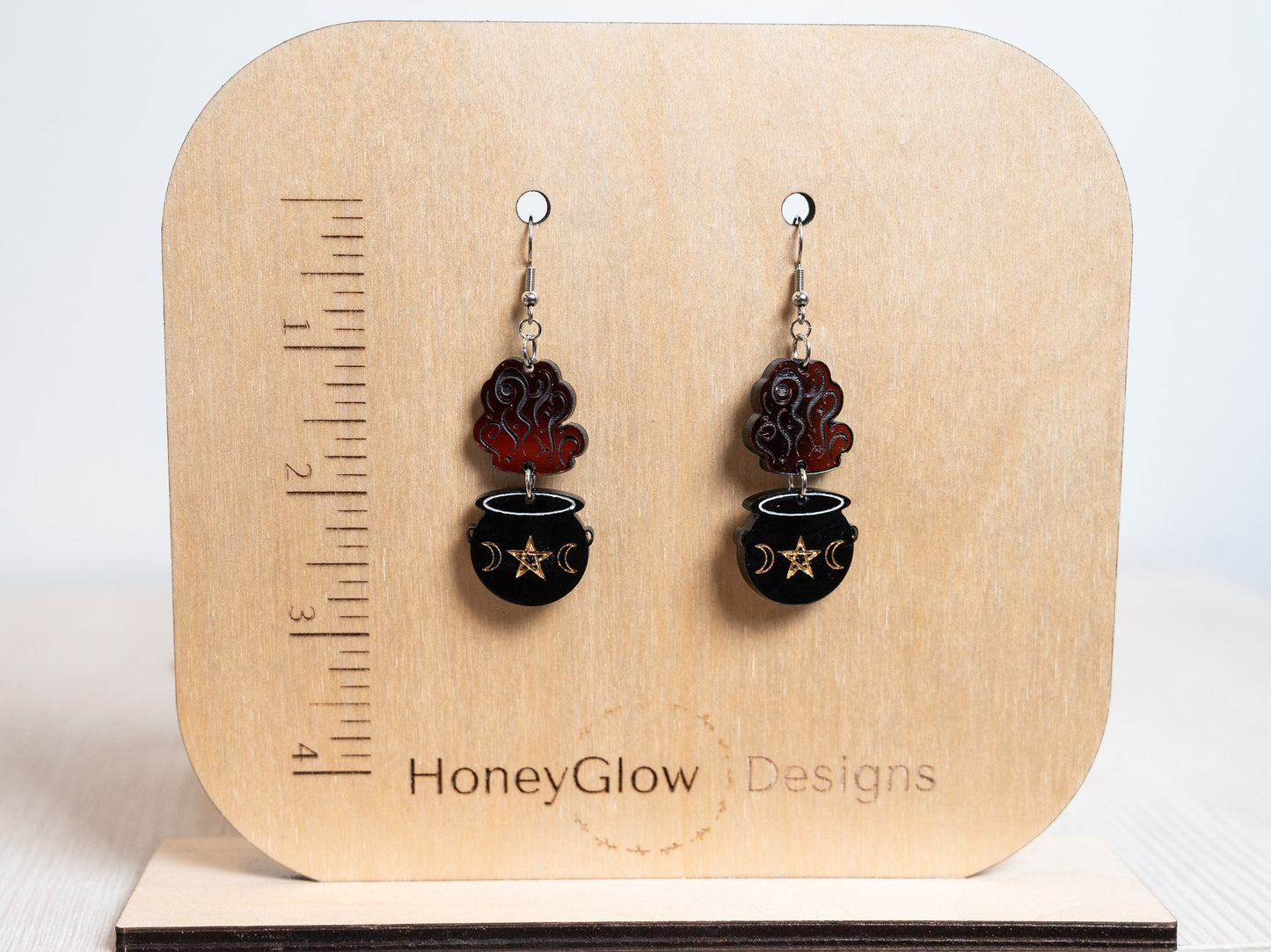 Halloween Earrings - Mystical Cauldron Midnight Prism Iridescent Earrings