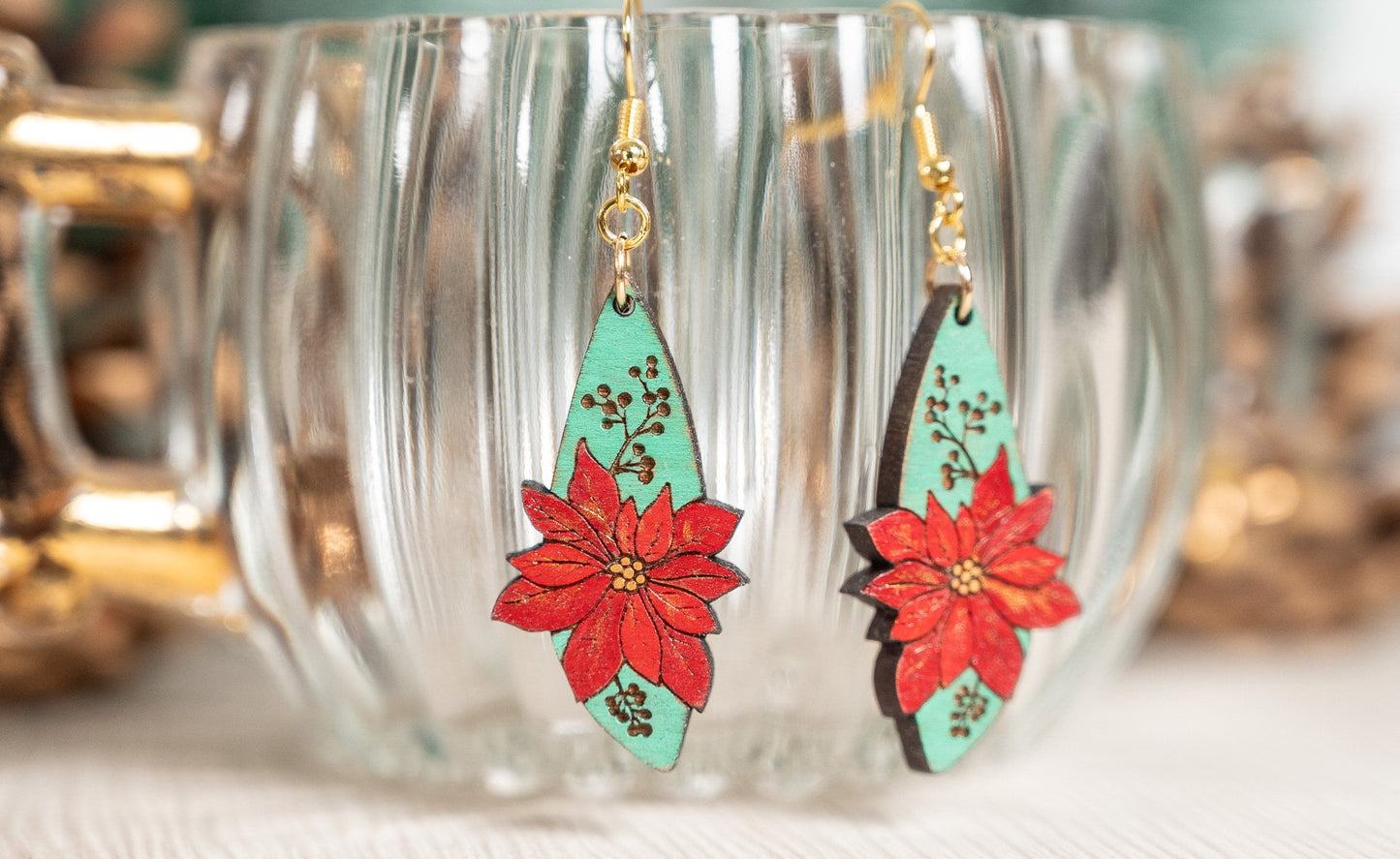 Christmas Poinsettia Earrings