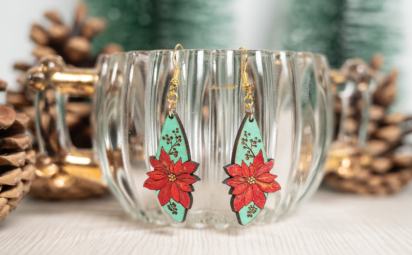 Christmas Poinsettia Earrings