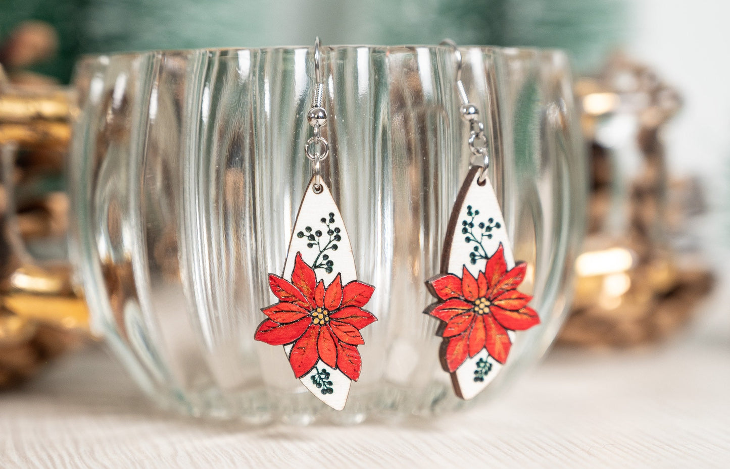 Christmas Poinsettia Earrings