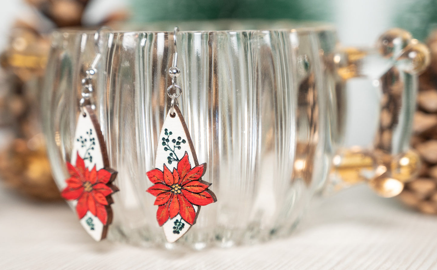 Christmas Poinsettia Earrings