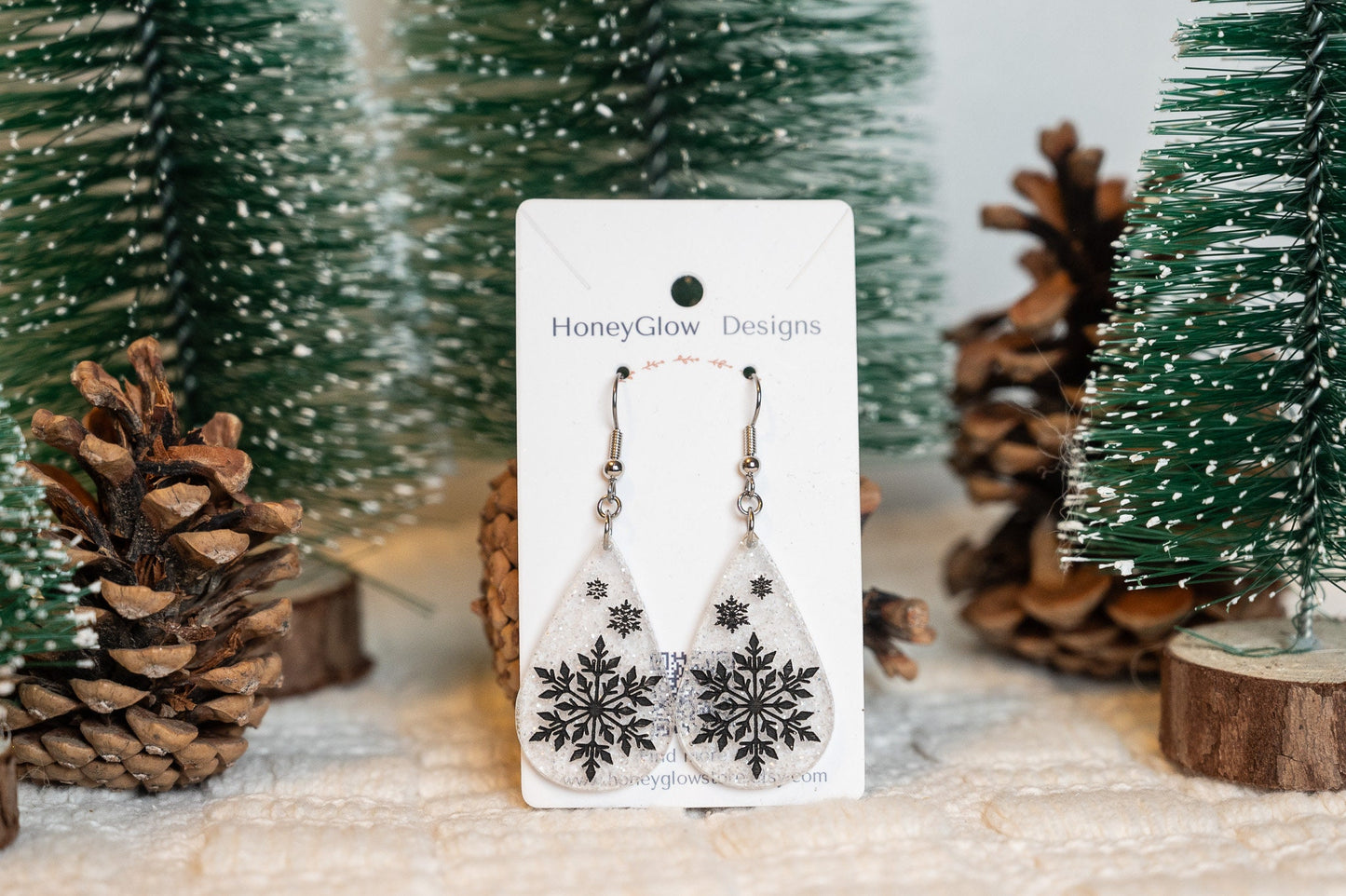 Glitter Snowflake Earrings