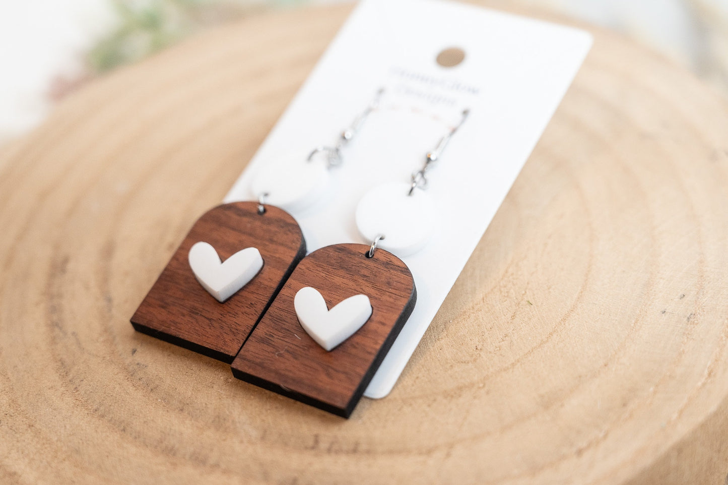 Valentine's Heart Earrings - Rosewood Heart Earrings - Boho Valentine's Day Earrings