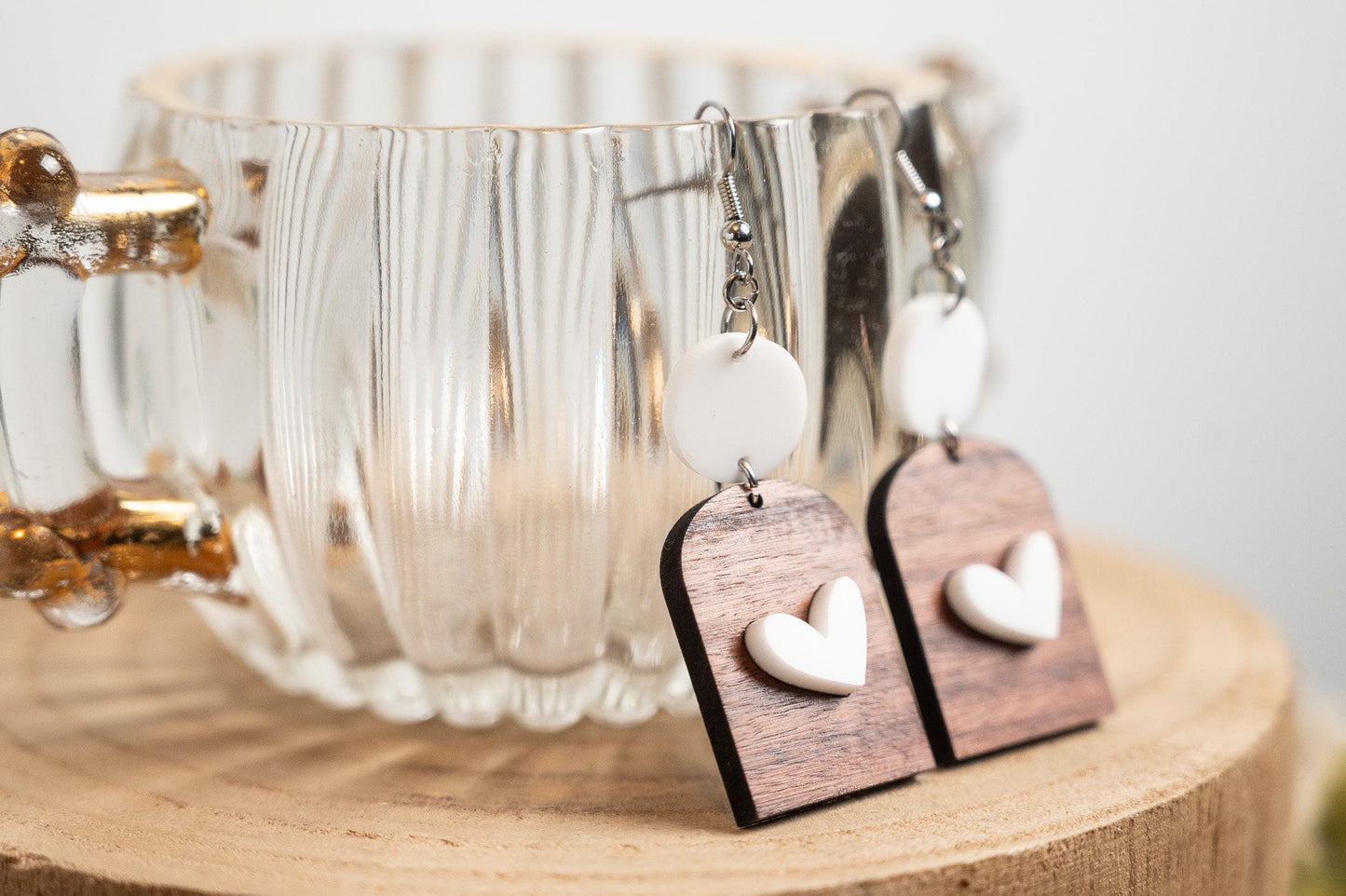 Valentine's Heart Earrings - Rosewood Heart Earrings - Boho Valentine's Day Earrings