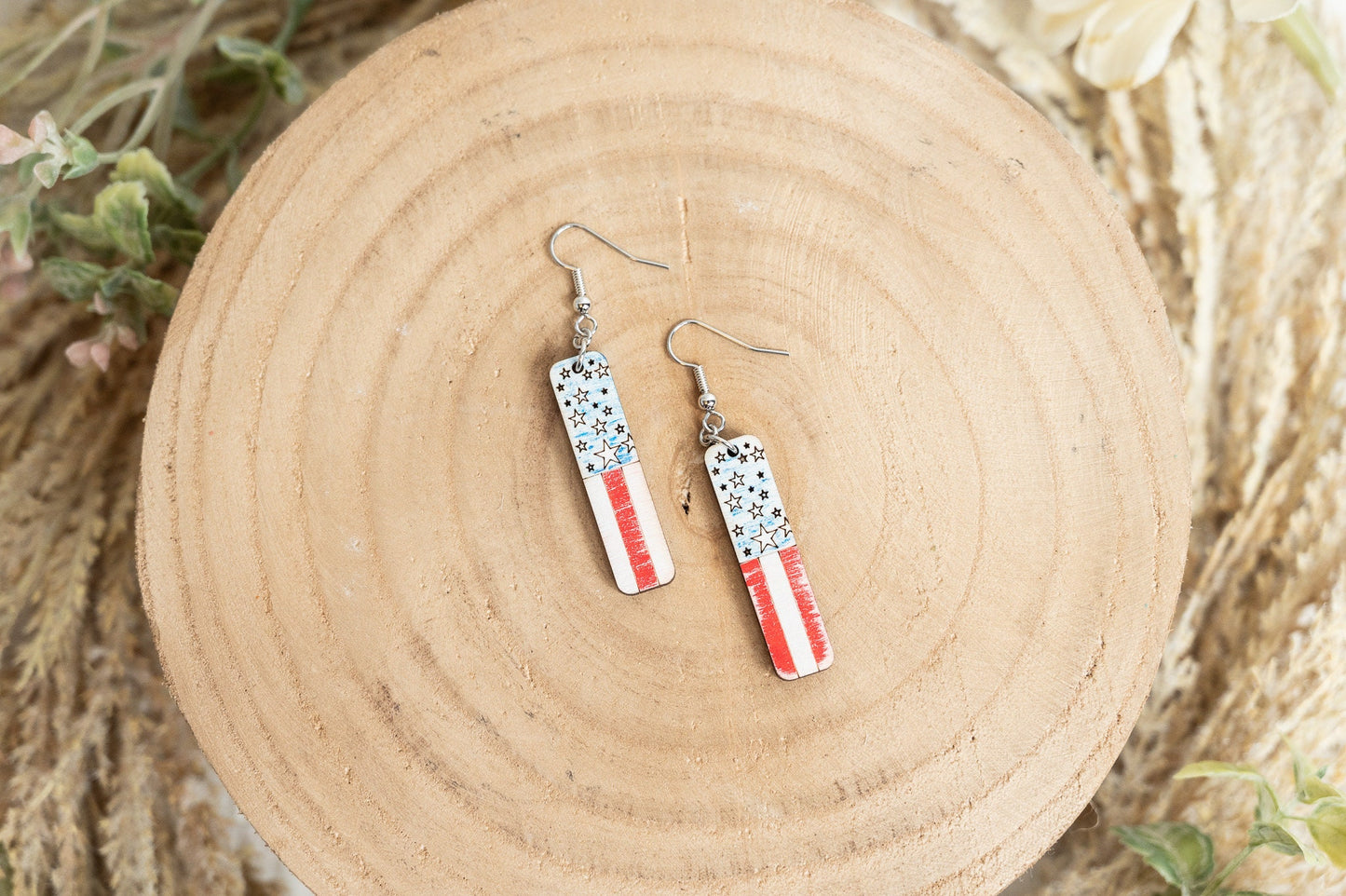 Flag Earrings-Patriotic Earrings-4th of July Earrings