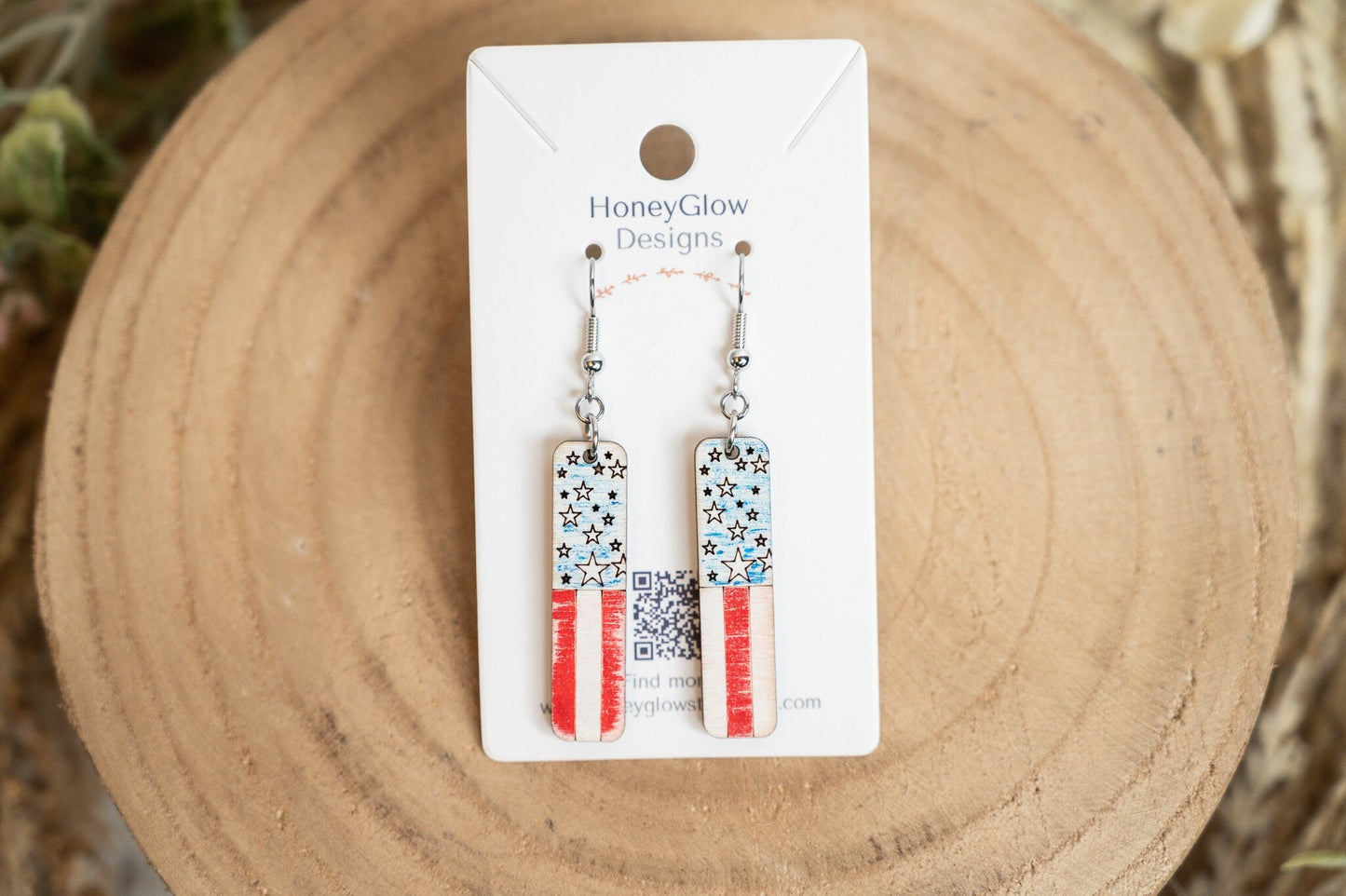Flag Earrings-Patriotic Earrings-4th of July Earrings