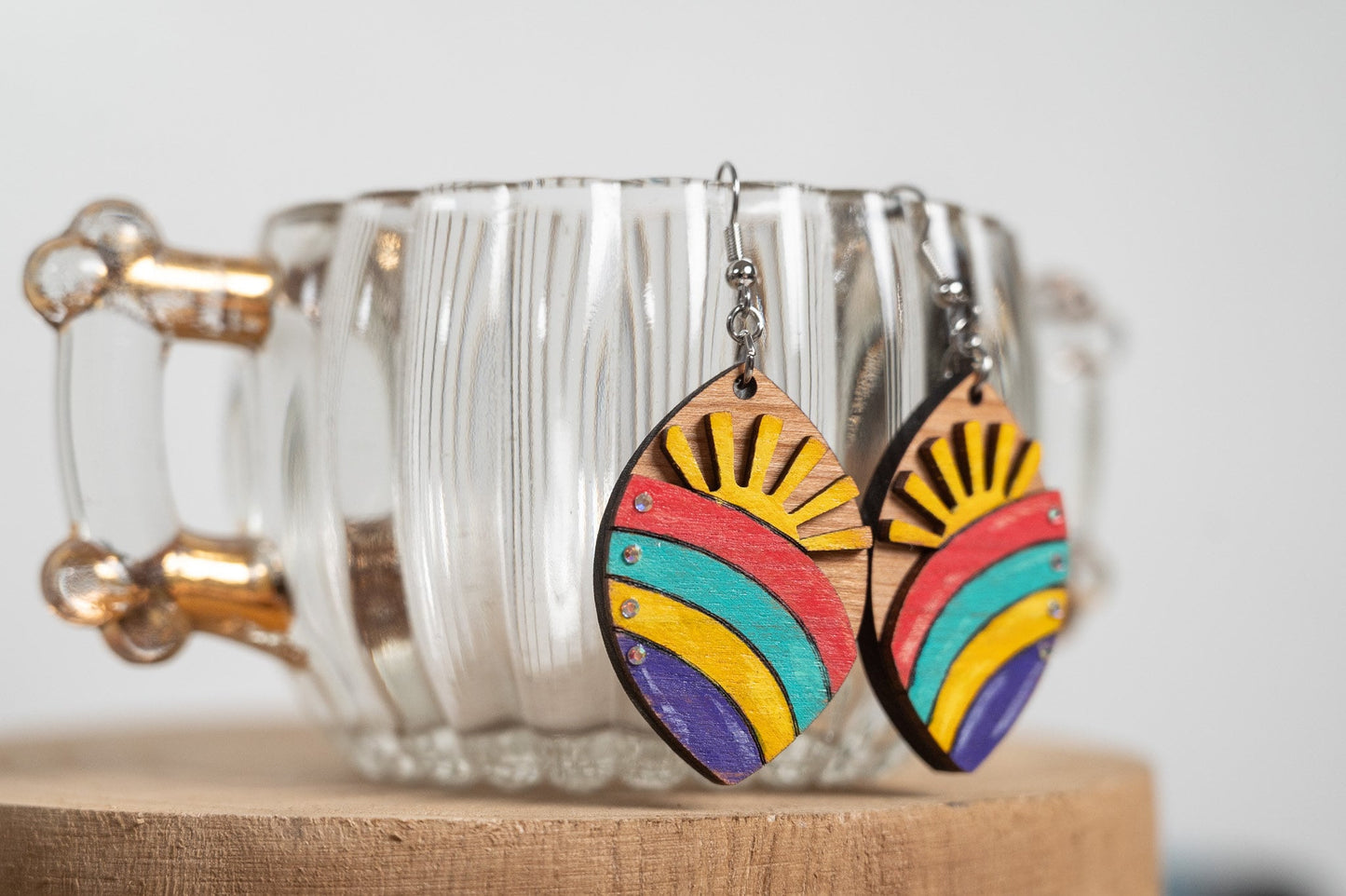 3D Rainbow Sun Teacher Earrings