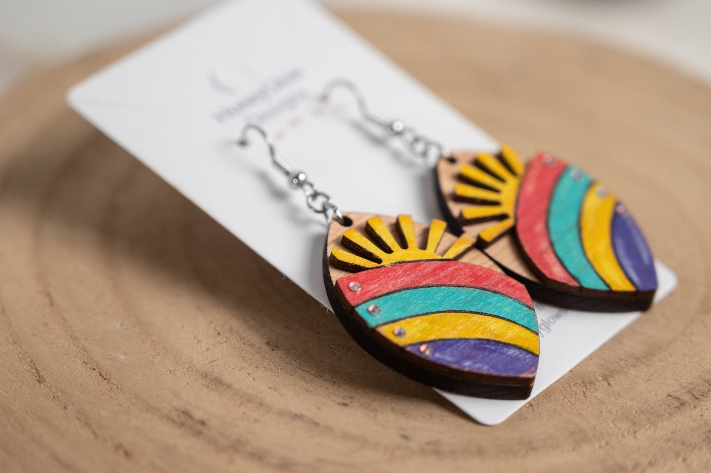 3D Rainbow Sun Teacher Earrings