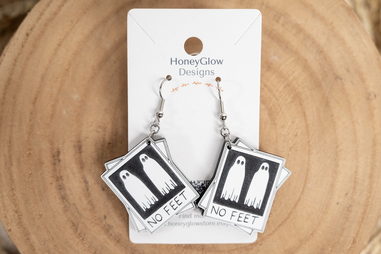 No Feet Ghost Earrings - Polaroid Earrings - Halloween Earrings
