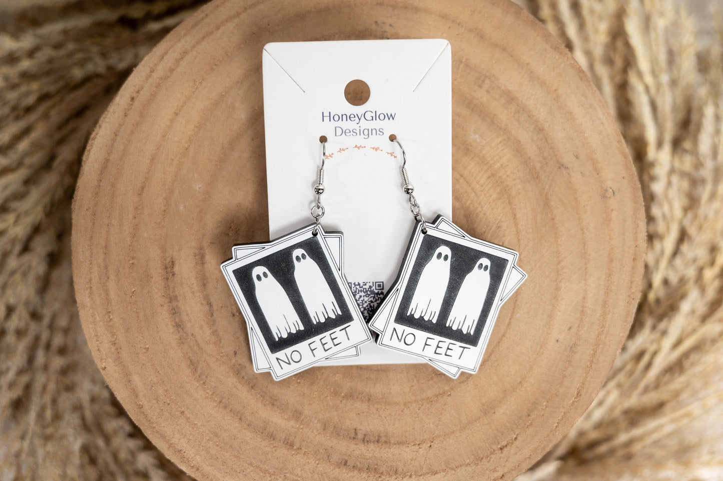 No Feet Ghost Earrings - Polaroid Earrings - Halloween Earrings