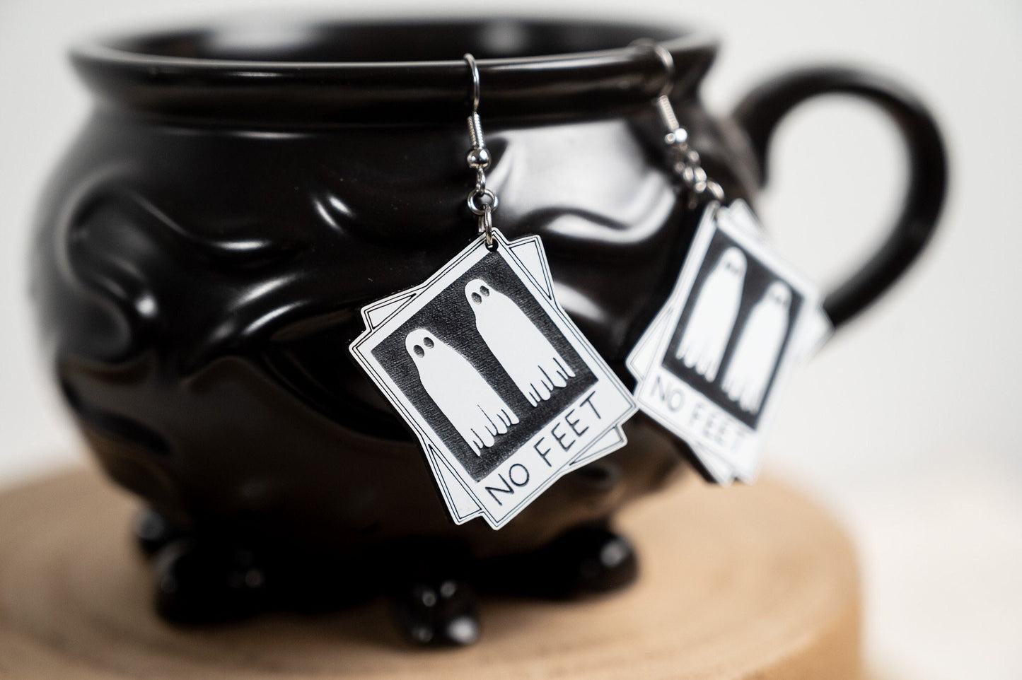 No Feet Ghost Earrings - Polaroid Earrings - Halloween Earrings