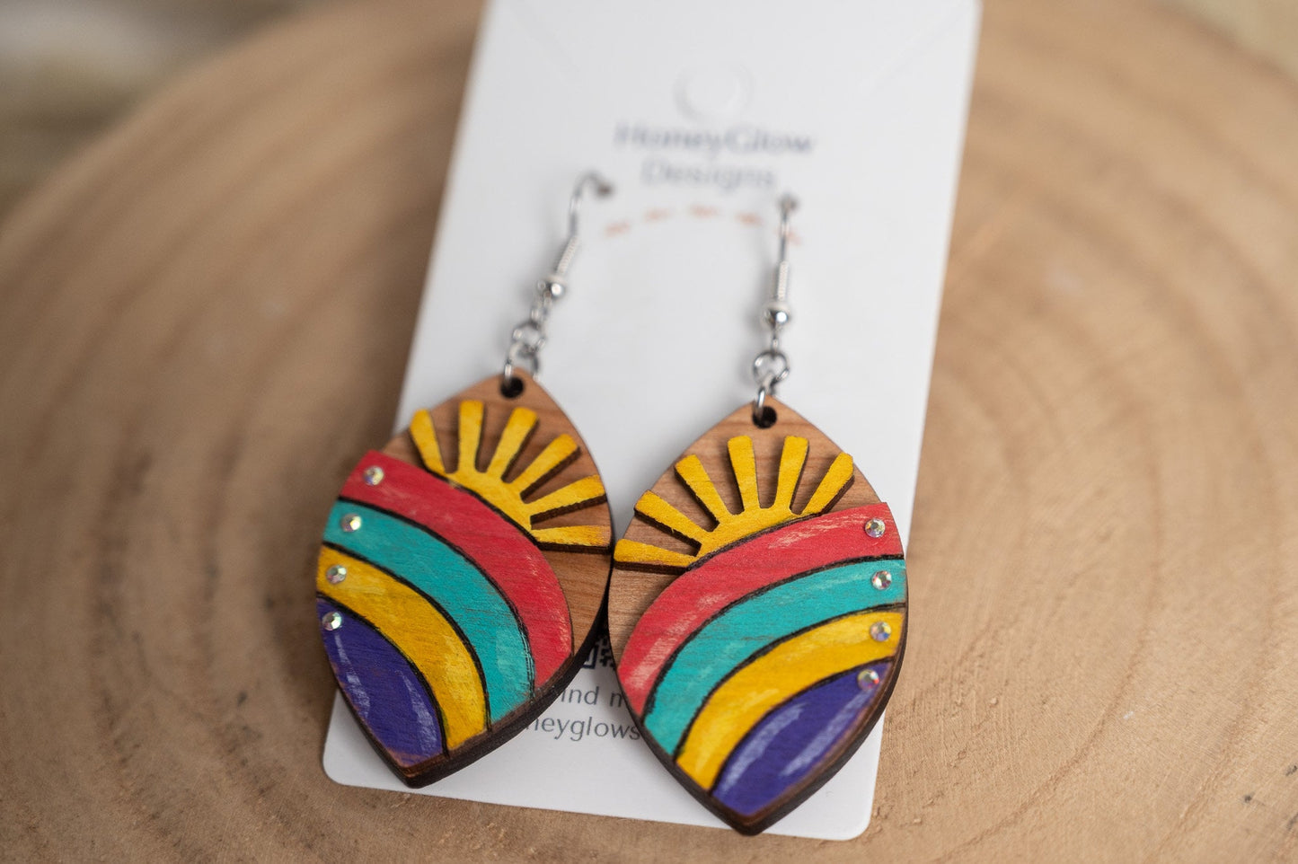 3D Rainbow Sun Teacher Earrings