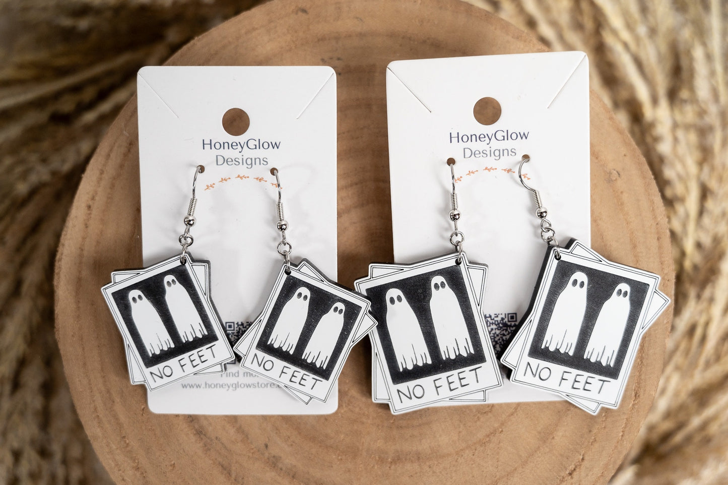 No Feet Ghost Earrings - Polaroid Earrings - Halloween Earrings