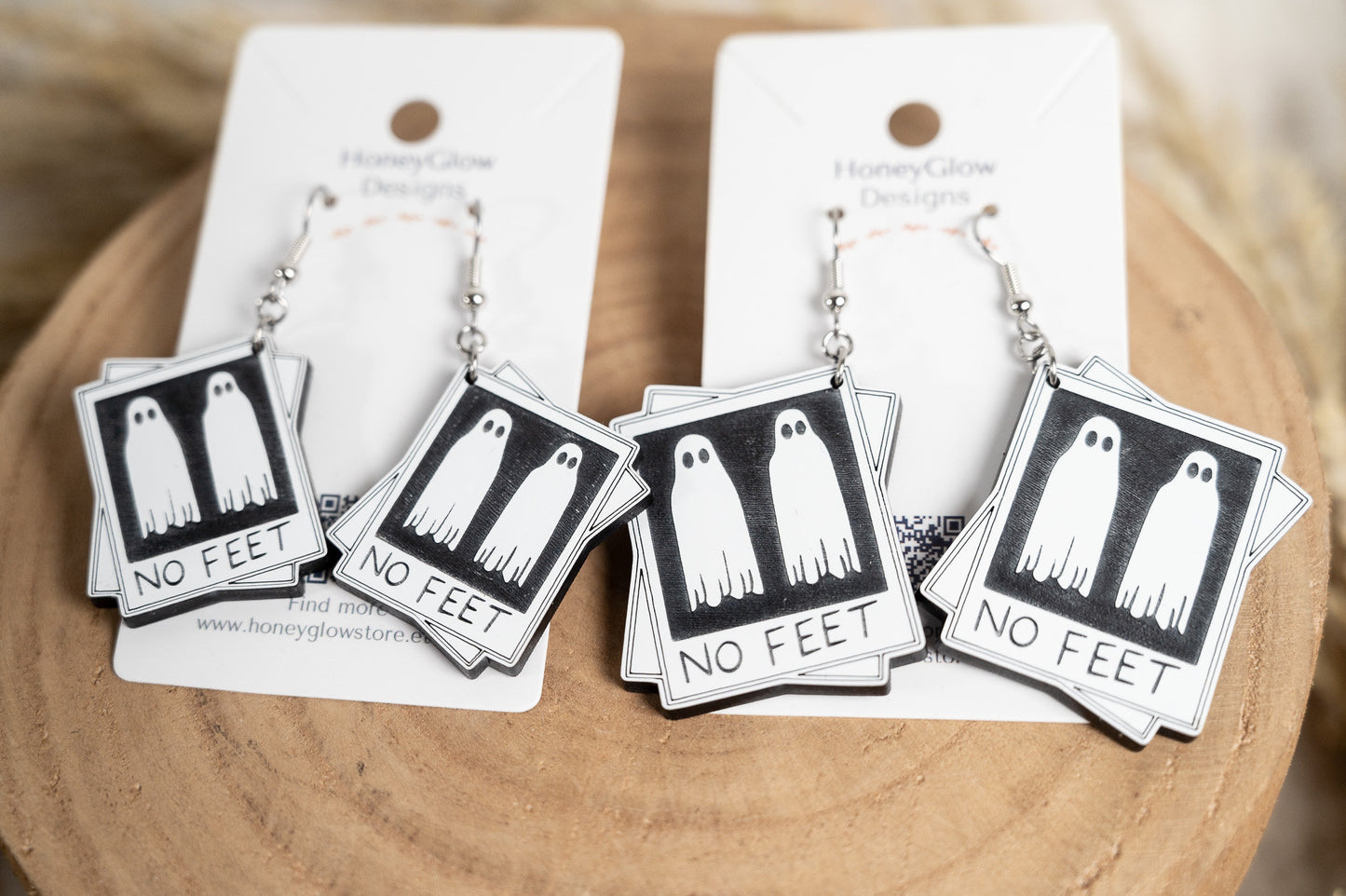 No Feet Ghost Earrings - Polaroid Earrings - Halloween Earrings