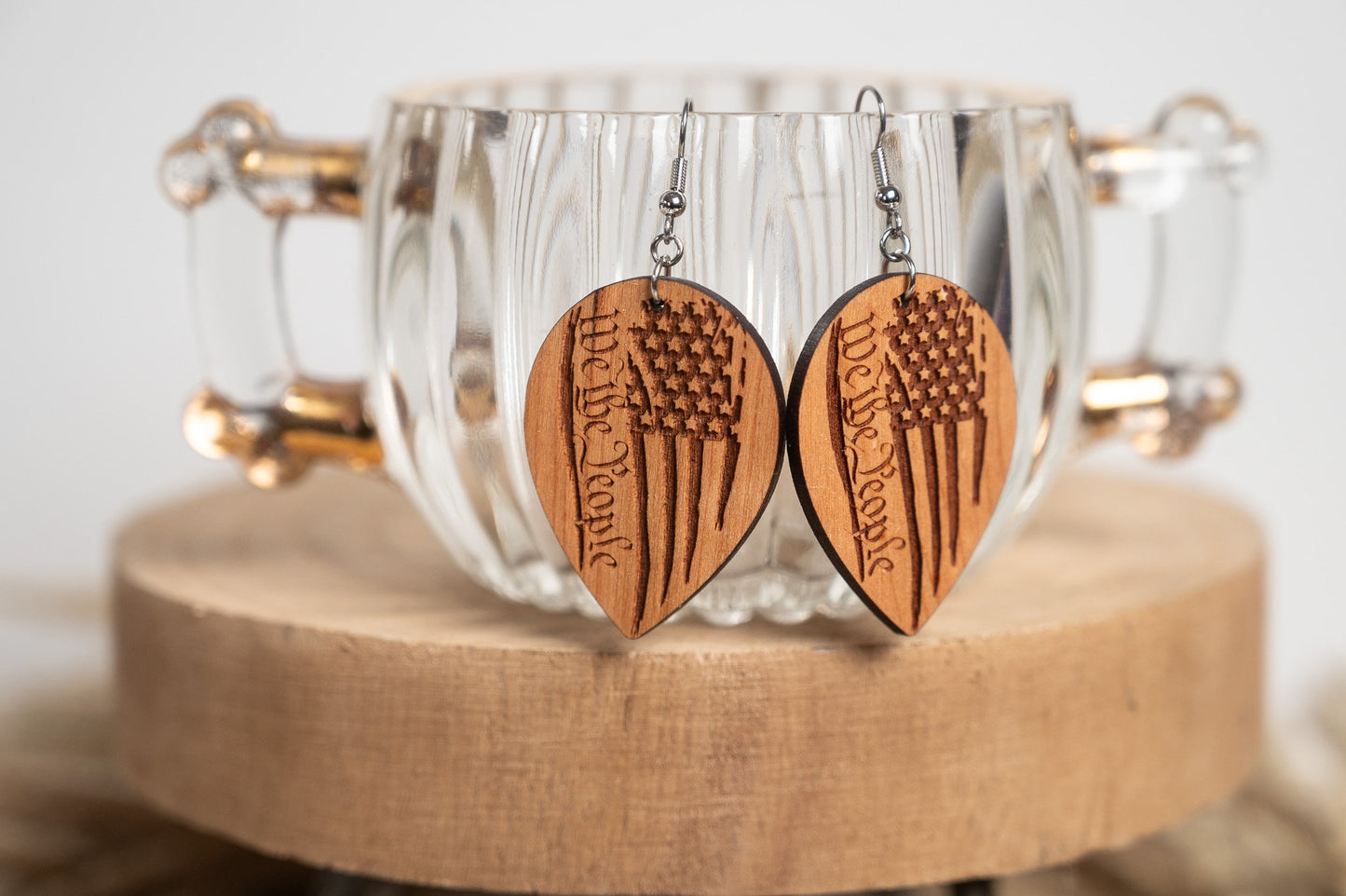 We The People Rustic Flag Earrings