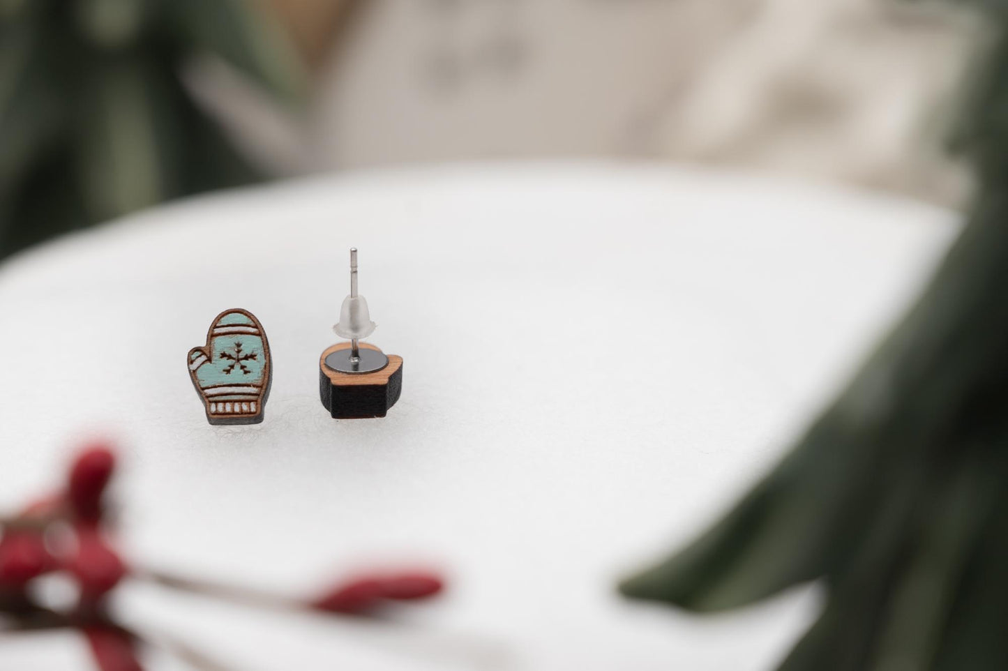 Christmas Mitten Stud Earrings - Cute Christmas Studs - Winter Stud Earrings