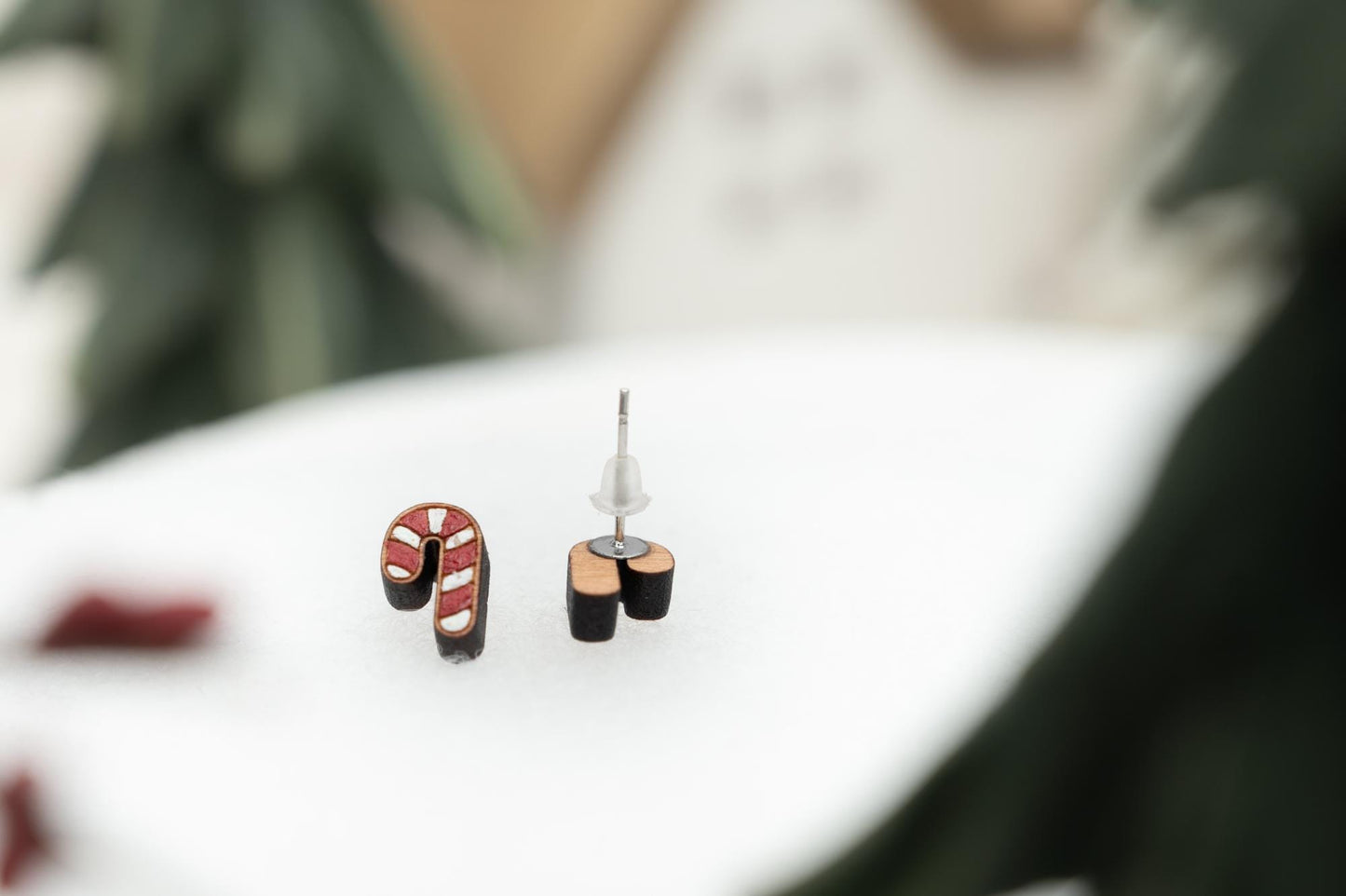 Candy Cane Christmas Stud Earrings - Holiday Stud Earrings - Christmas Earrings for Kids