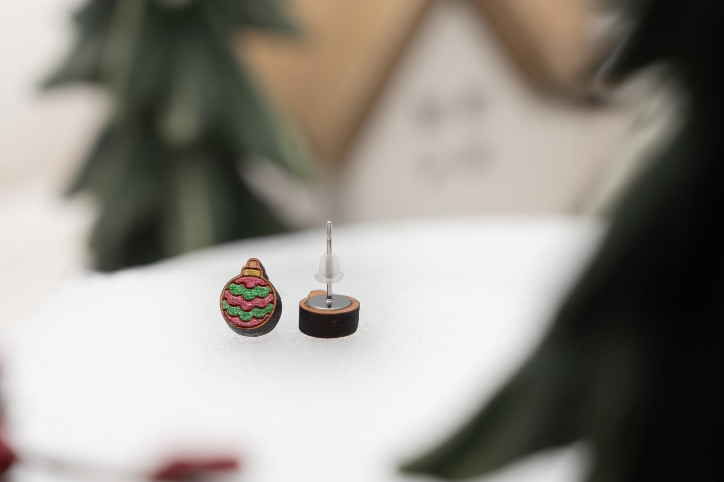 Christmas Ornament Stud Earrings - Holiday Winter Earrings Studs - Christmas Earrings Gift for Mom and Daughter