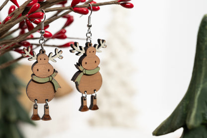 Moose Earrings - Christmas Moose Earrings - Christmas Dangle Earrings