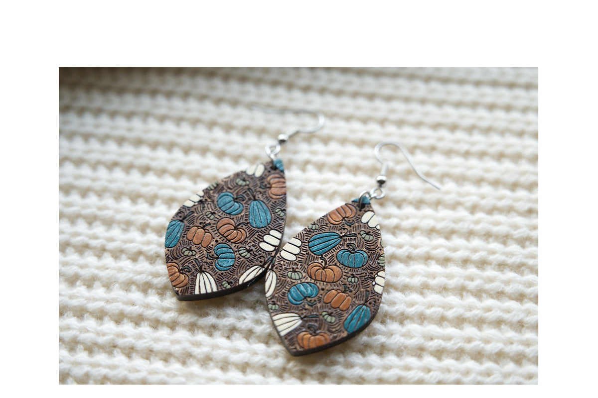 Pumpkin Fall Earrings - Cute Fall Earrings - Pumpkin Pattern Earrings