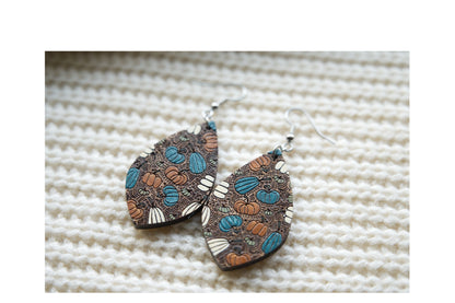 Pumpkin Fall Earrings - Cute Fall Earrings - Pumpkin Pattern Earrings