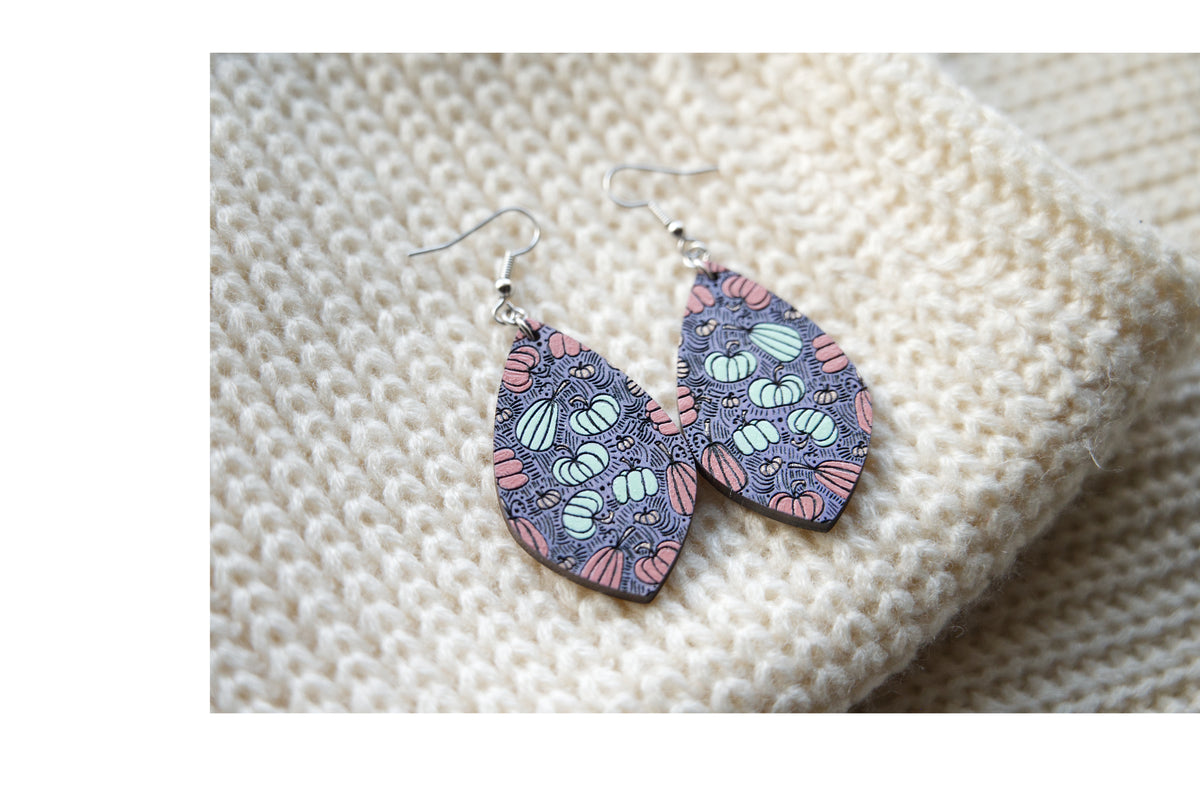 Pumpkin Fall Earrings - Cute Fall Earrings - Pumpkin Pattern Earrings
