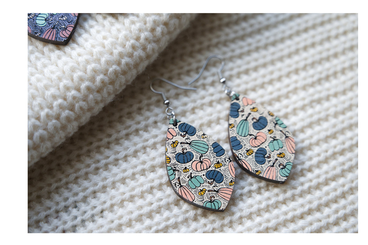 Pumpkin Fall Earrings - Cute Fall Earrings - Pumpkin Pattern Earrings