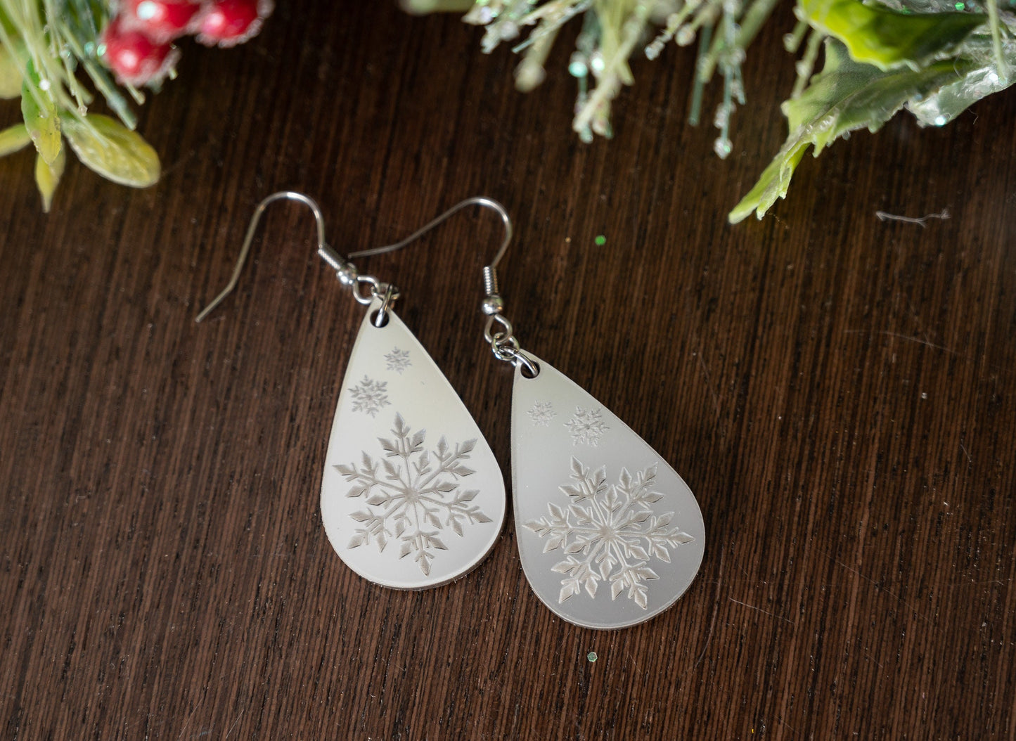 Snowflake Tear drop Earrings