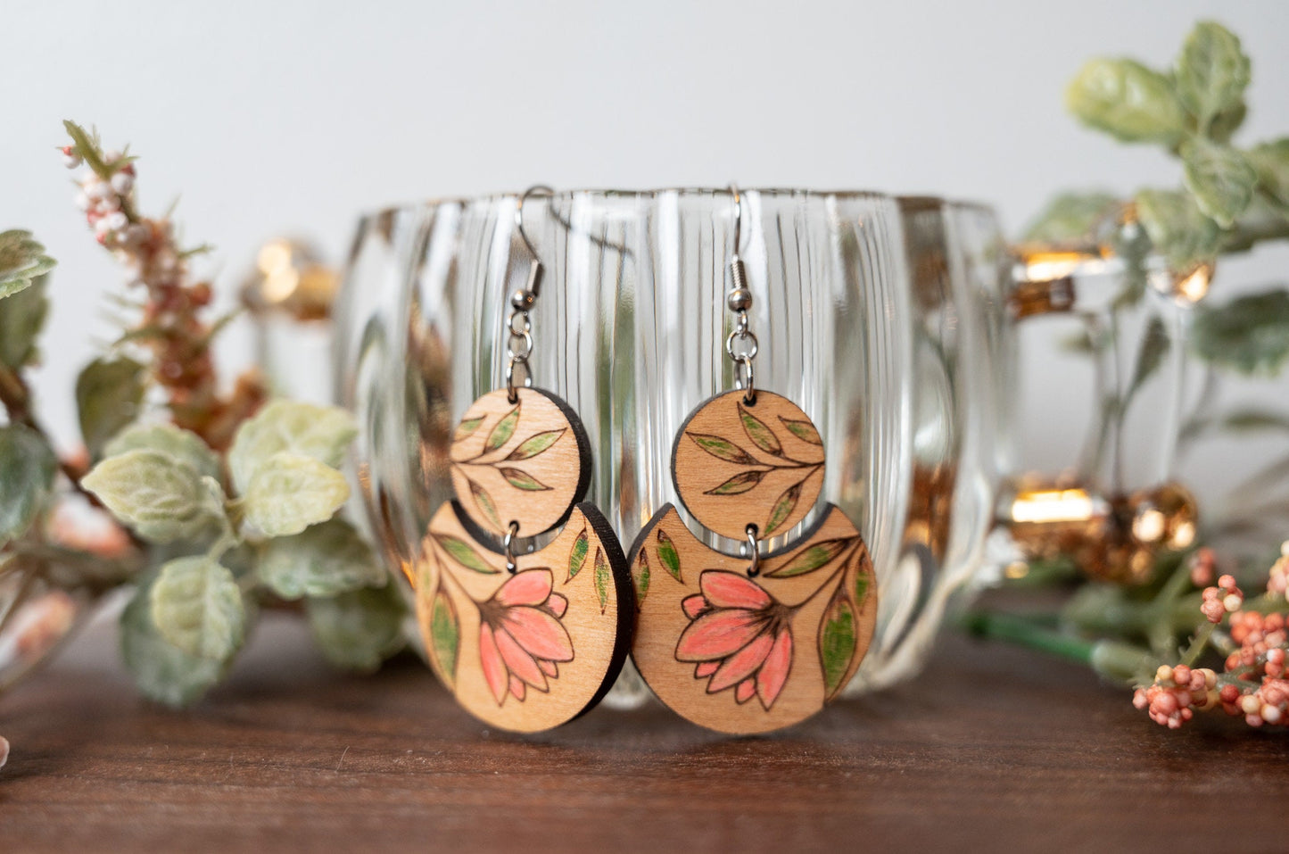 Pink Floral Earrings