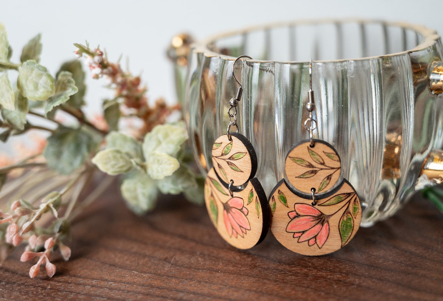 Pink Floral Earrings