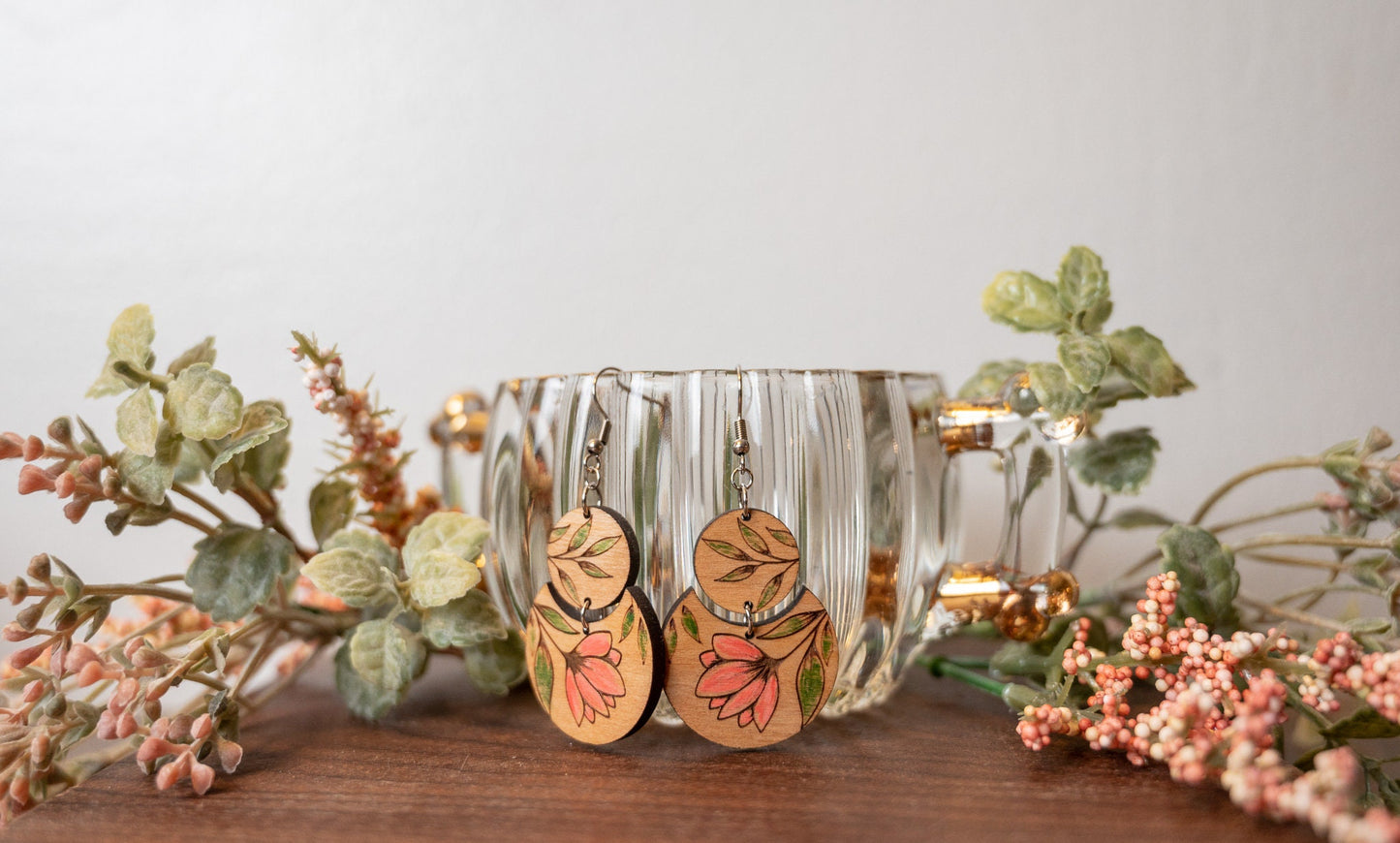 Pink Floral Earrings