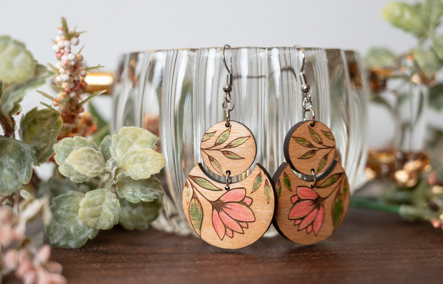 Pink Floral Earrings