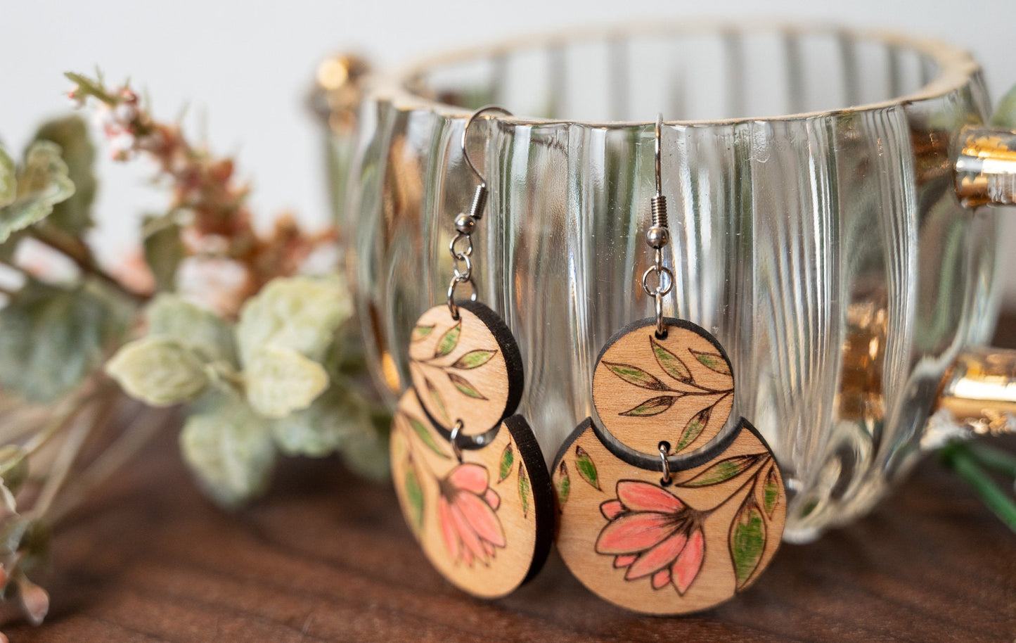 Pink Floral Earrings