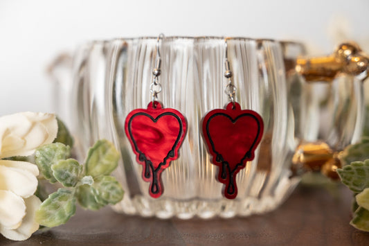 Valentine's Day Dripping Heart Earrings