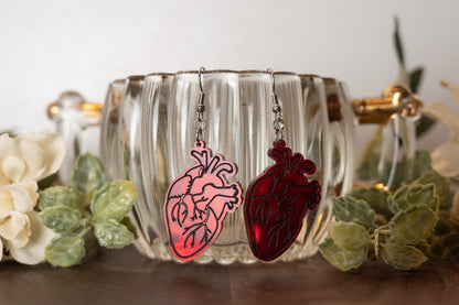 Valentine's Day Anatomical Heart Earrings - Realistic Heart Earrings - Creepy Cute Earrings